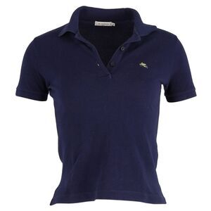 Etro Logo-Embroidered Polo Shirt in Navy Blue Cotton